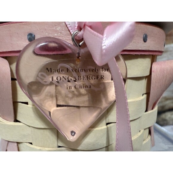 Longaberger 2006 Whitewashed Horizon of Hope  Liner Lid Basket Breast Cancer - Picture 4 of 11